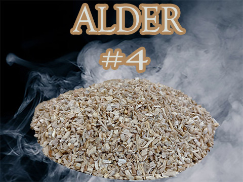 Alder Minuto®- no 4 is the larger sized chip ranging in sizes  ge 4 mm and le 5mm.  Deep  rich color but mild in its smoky flavor!  Alder Minuto®- no 4 is the larger sized chip ranging in sizes  ge 4 mm and le 5mm.  Deep  rich color but mild in its smoky flavor!