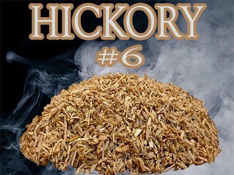 Our Hickory Minuto®  no 6 dices into pieces ranging from ge 3 mm and  le 4 mm.  Hickory is a harder wood thus a little beefer size smoker chips. Our Hickory Minuto®  no 6 dices into pieces ranging from ge 3 mm and  le 4 mm.  Hickory is a harder wood thus a little beefer size smoker chips.