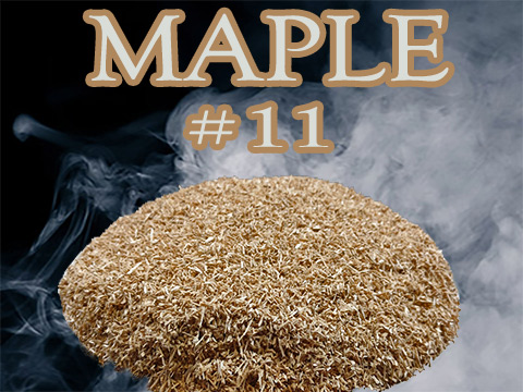 Our Maple Piccolo® no 11 dices into pieces ranging from ge .5mm and le 1mm. Produces a very mild and sweet smoke!  Great for fish and poultry!