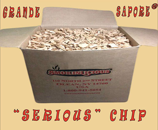 Our Grande Sapore®  serious box  is a cubic foot of great smoker wood chips for the “serious” smoker!   This is a lot of great smoky flavor! 